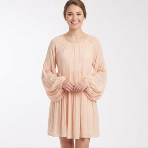 Forever 21 Contemporary Peach Pleated Babydoll Mini Dress Medium